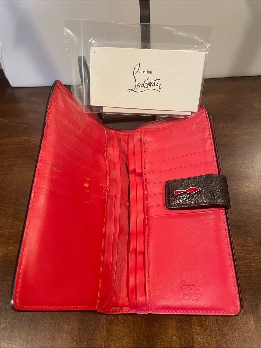Christian Louboutin Paloma Black & Red Leather Wallet with Red Accent - Picture 3 of 11